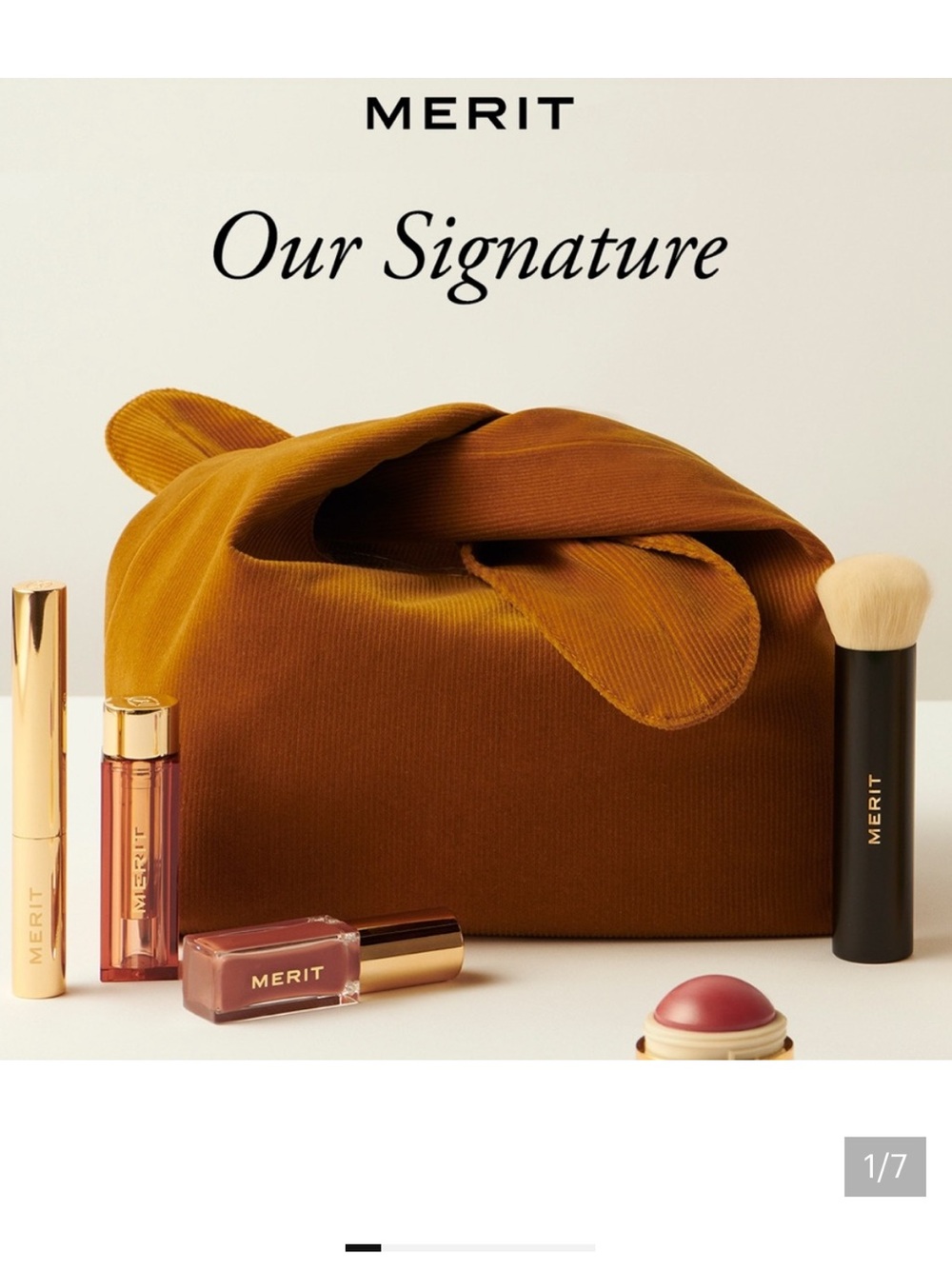 Merit signature corduroy makeup bag
